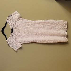 Ambiance floral party, cocktail, or formal white lace short sleeve